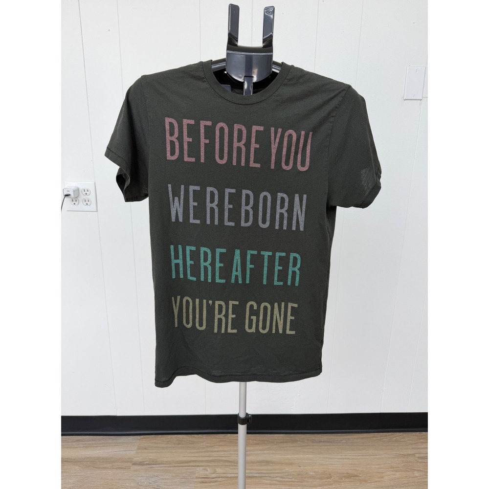Vans Graphic T-Shirt Mens Small Green Fair Quote Skater Streetwear Tee